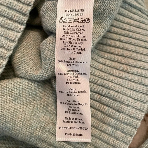 NWT Everlane Cashmere Wool Blend Crew Neck Sweater in Sea-foam green M - Picture 7 of 10